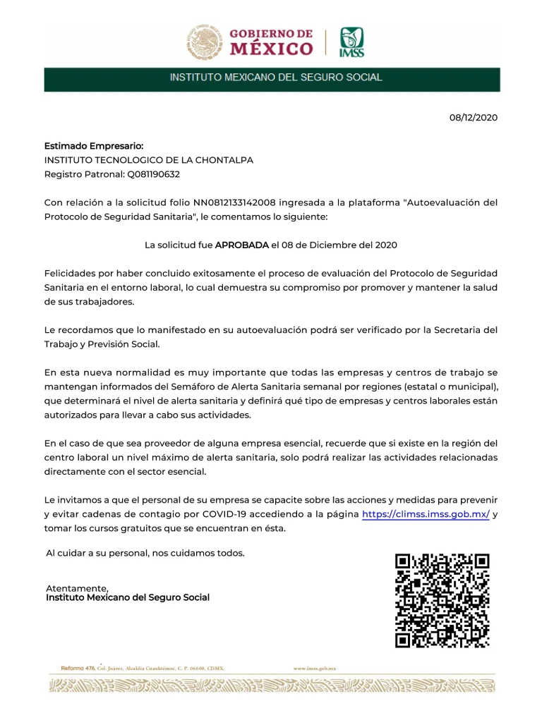 Instituto Mexicano del Seguro Social aprueba protocolo de Seguridad Sanitaria del Campus La Chontalpa — fotografía 1